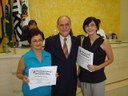 Vereador Milton Polon, Sra. Irene Fernandes Trindade e a Sra. Maria do Carmo Mansano Garcia Lara