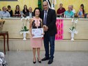 Homenageada Anainda Dias Barbosa e o vereador Juninho do Esporte