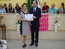 Homenageada Célia Irani Zanata Daniel e o vereador Cláudio José Pasqualeto