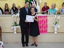 Vereador Rodrigo Castilho e homenageada Eva da Silva Rodrigues