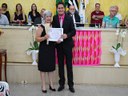 Homenageada Isabel da Silva Utumi e o vereador Victor Palhares