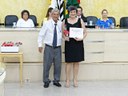 Vereador Pedro G. Vieira e a homenageada Magda Aparecida Zanatta Pereira (Paróquia Nossa Senhora Aparecida)