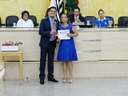 Vereador Victor Palhares e a homenageada Maria Aparecida Pessoa Cardoso (APAE)
