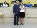 Vereador Milton Polon e a homenageada Teresa Roda de Almeida ( Loja Maçônica Solidariedade e Firmeza)