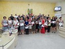Mulheres homenageadas, vereadores e autoridades
