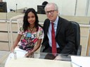 Amanda Giovana Pereira dos Santos (Emefi Prof. Guilherme Tammerik) e Ailton Lorensetti