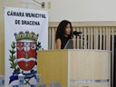 A vereadora-estudante Ilana Fernanda Lima Gonçalves usa a Tribuna para apresentar sua propositura