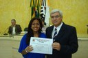 Vereadora-estudante Gabriela da Silva, da Escola Eng. Isac Pereira Garcez, e o Vereador Francisco Eduardo Aniceto Rossi.