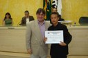 Vereador-estudante Silas Renato Sant'Anna, da Escola Profª. Julieta Guedes de Mendonça e Vereador-Presidente Juliano Brito Bertolini.
