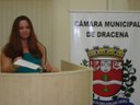 Vereadora-estudante Thalya Ariadny Batistela Rodrigues de Freitas, da Escola Amador Franco da Silveira, usando a Tribuna