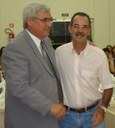 Vereador Francisco Eduardo Aniceto Rossi recebendo o ex-Vereador Adolfo Chorati Cavalhieri- atuou na 10ª Legislatura