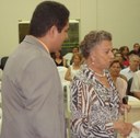 Vereador Rodrigo Castilho Soares recebendo a Sra. Vera Rosseto esposa do ex-Vereador Aldo Leopoldo Rosseto