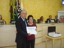 Vereador Ailton Oscar Lorensetti e a homenageada Sra. Alda Calazans Possari - Rotary Club Dracena