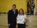 Vereador Rodrigo Rossetti Parra e a homenageada Sra. Maria Inês Machado Neto Meirelles Breves - Rotary Clube Imperial