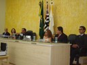 Milton Polon, Vice-prefeita, Célia Regina Brandani, Presidente Moisés Antonio de Lima, Diretora Geni Pereira Lobo Pessin, Rodrigo Castilho Soares e Kielse Chiari Munis.