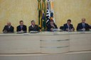 Mesa - Prof. José Gonzaga da Silva Neto, Deputado Estadual Ed Thomas, Prefeito Célio Rejani, Presidente Juliano Brito Bertolini, Ministro Marco Aurélio Mello e o Homenageado José Fernando Pinto da Costa