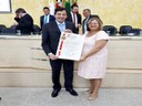 Vereadora Maria Mateus junto ao homenageado Floriano Pesaro
