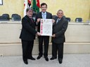 Prefeito Juliano Brito Bertolini, vice-prefeito Moisés Antonio de Lima e Floriano Pesaro