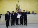 Homenageado Evandro Gussi e os vereadores autores do projeto de Título de Cidadão Honorário de Dracena