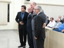 Prof. Paulo Figueiredo e os vereadores Divanir Ledo dos Santos, Milton Polon e Ailton Lorensetti