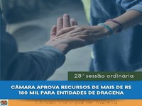 Câmara aprova recursos de mais de R$ 180 mil a entidades de Dracena