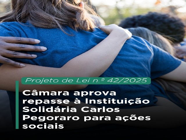 Câmara aprova repasse à Instituição Solidária Carlos Pegoraro para ações sociais