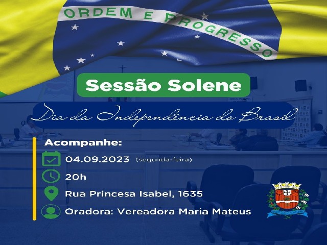 Câmara de Dracena realiza sessão solene pelo 7 de setembro