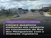 Câmara Municipal de Dracena questiona melhorias em rotatória no cruzamento da Rua dos Mangueirais