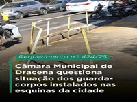 Câmara Municipal de Dracena questiona situação dos guarda-corpos instalados nas esquinas da cidade