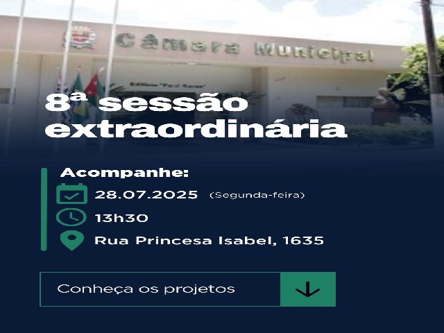 Câmara Municipal de Dracena realiza 8ª sessão extraordinária com apreciação de dois projetos
