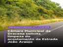 Câmara Municipal de Dracena solicita limpeza do acostamento da Estrada João Araújo Câmara Municipal de Dracena solicita limpeza do acostamento da Estrada João Araújo
