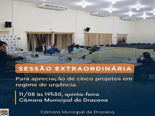 Câmara realiza na próxima quinta-feira sessão extraordinária