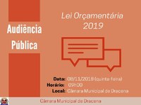 Câmara realizada Audiência Pública sobre Orçamento Municipal 2019