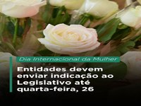 Dia da Mulher: Câmara recebe indicações das entidades até quarta-feira, 26