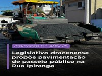 Legislativo dracenense propõe pavimentação de passeio público na Rua Ipiranga