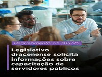 Legislativo dracenense solicita informações sobre capacitação de servidores públicos