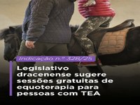 Legislativo dracenense sugere sessões gratuitas de equoterapia para pessoas com TEA