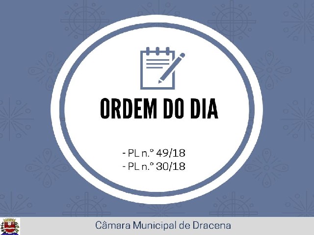 Ordem do Dia 29ª sessão ordinária