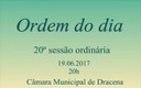 Ordem do Dia da 20ª sessão ordinária conta com um projeto para votação