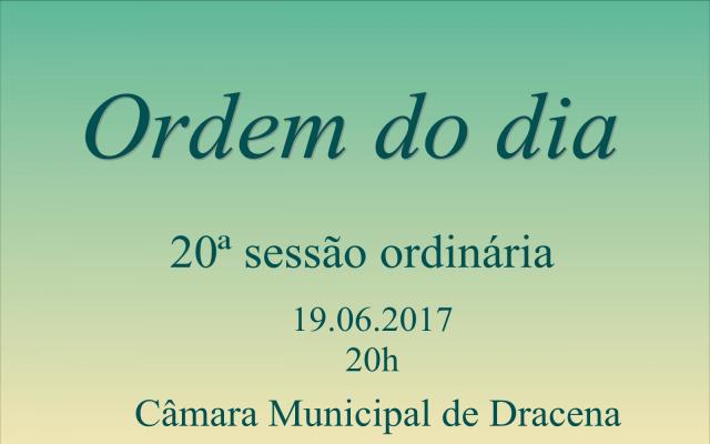 Ordem do Dia da 20ª sessão ordinária conta com um projeto para votação