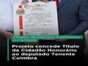 Projeto concede Título de Cidadão Honorário ao deputado Tenente Coimbra