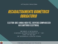 Revisão do eleitorado com biometria em Dracena deve ser feita até o final de dezembro